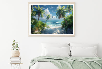 Palm Trees on the Beach View Home Decor Premium Quality Poster Print Choose Your Sizes