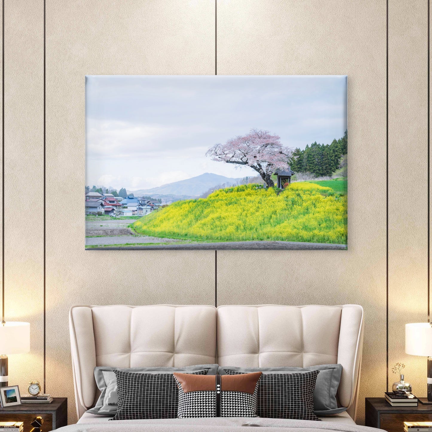 Sakura Rapeseed Field Japan Wall Art Decor 100% Australian Made