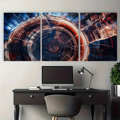 3pcs Colorful Tree Ring Minimalist Metal Print Ready to Hang Art