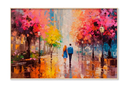 Loving Couple & Park Oil Painting Wall Art Limited Edition High Quality Print