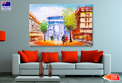 People Walking in Arc de Trompe Paris Oil Painting Wall Art Limited Edition High Quality Print