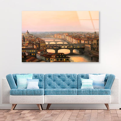 Sunset Over Florence the Warm Sunlight  Acrylic Glass Print Tempered Glass Wall Art 100% Made in Australia Ready to Hang