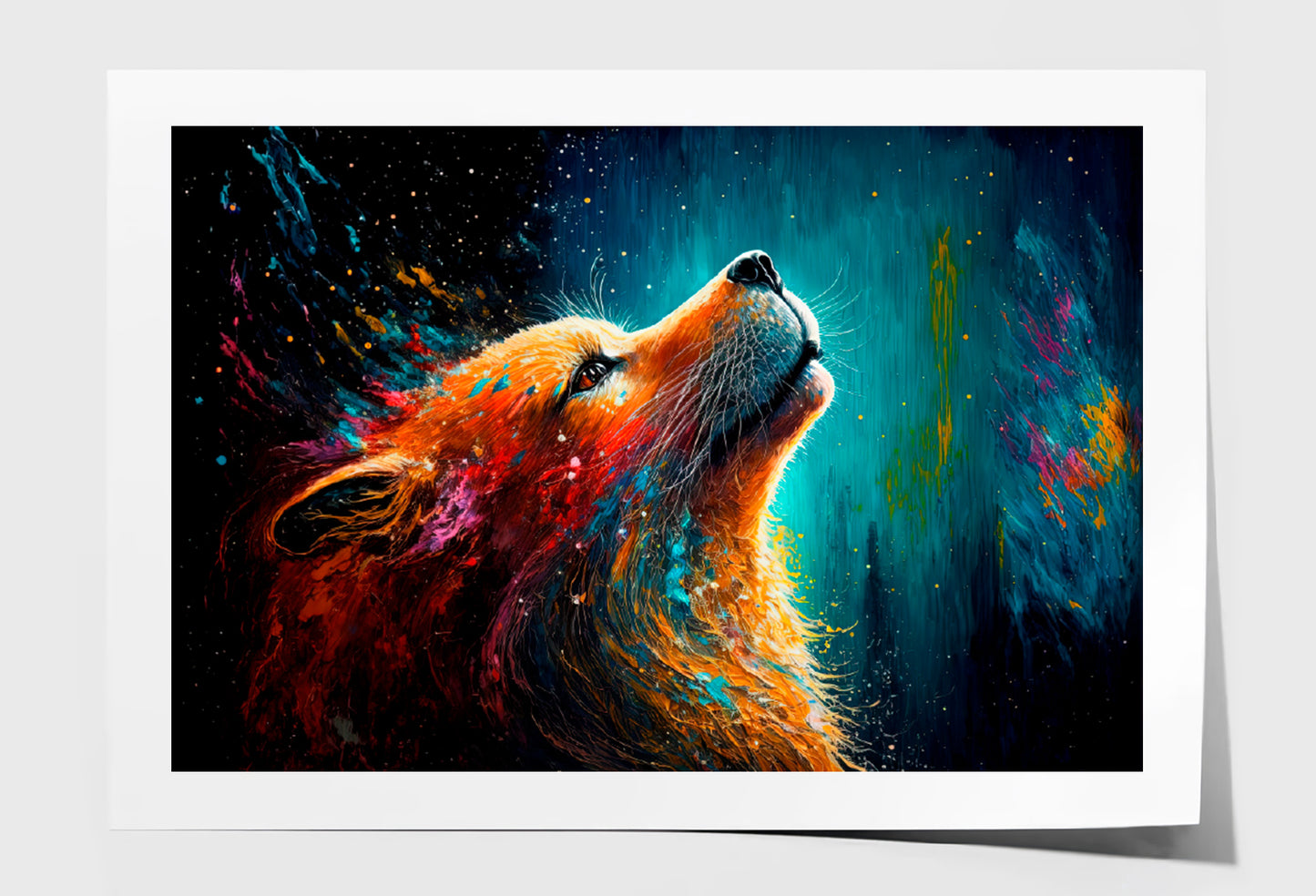 Multicolor Fox Painting Limited Edition High Quality Print Unframed Roll Canvas None