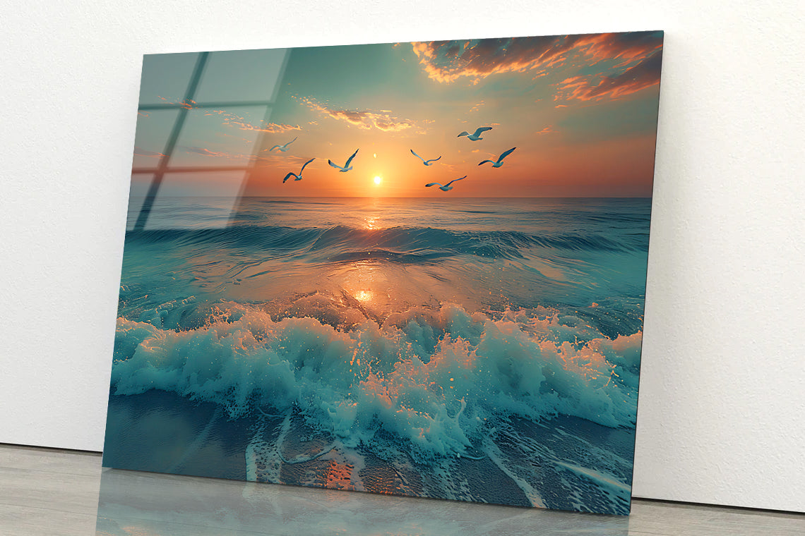 Sunset on the Beach View Acrylic Glass Print Tempered Glass Wall Art 100% Made in Australia Ready to Hang