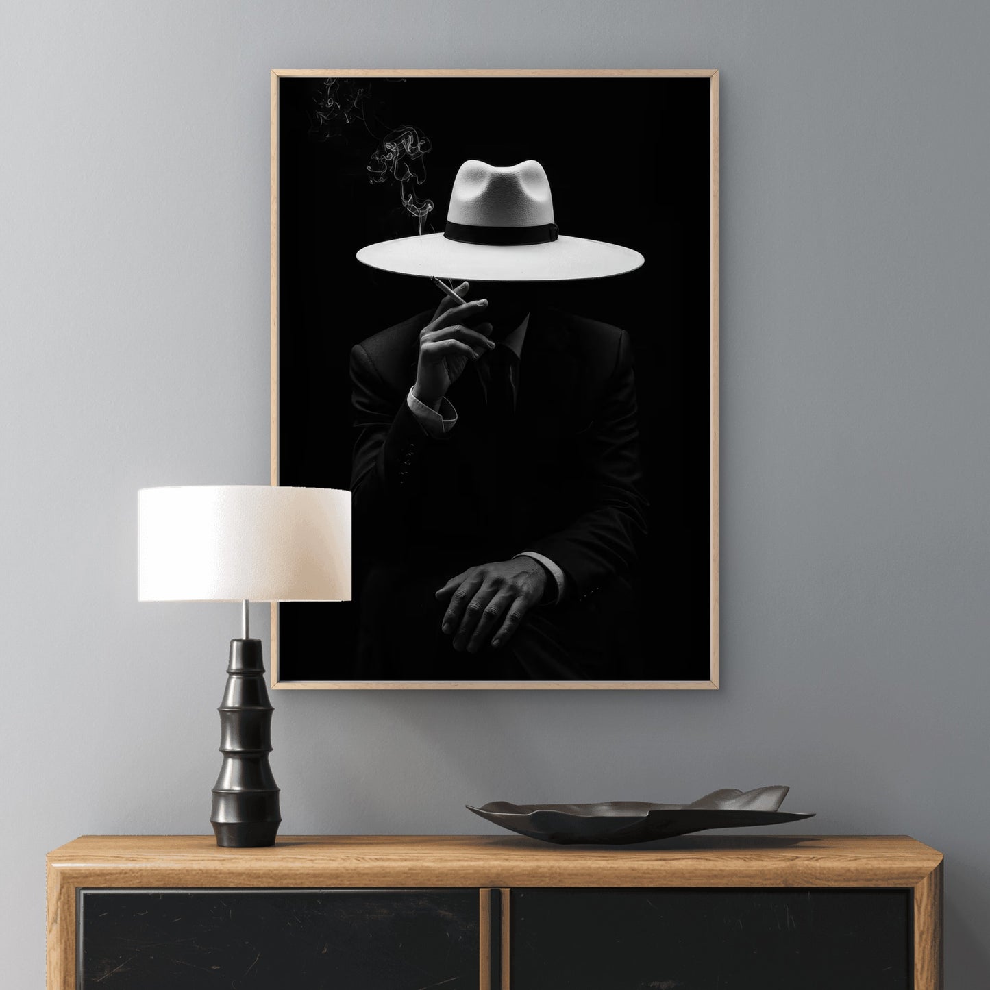 Stylish Mafia White Hat Smoker Fashion Home Decor Premium Quality Poster Print Choose Your Sizes - Bella Home Decor