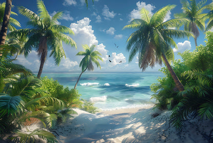 Palm Trees on the Beach View Home Decor Premium Quality Poster Print Choose Your Sizes