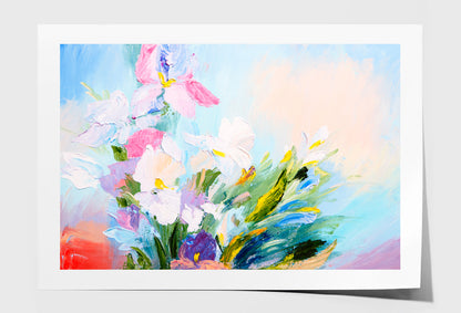 Abstract Bouquet Of Spring Flowers Oil Painting Limited Edition High Quality Print Unframed Roll Canvas None