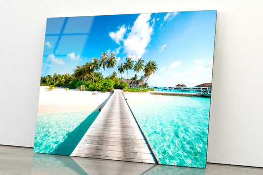 Tropical Island with Beautiful Beach Acrylic Glass Print Tempered Glass Wall Art 100% Made in Australia Ready to Hang