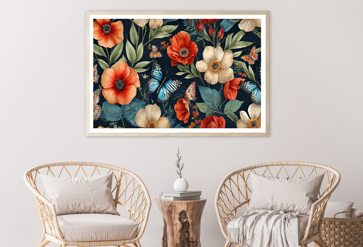 Flowers & Butterflies Featuring Home Decor Premium Quality Poster Print Choose Your Sizes