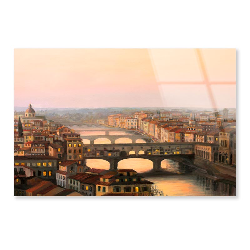 Sunset Over Florence the Warm Sunlight  Acrylic Glass Print Tempered Glass Wall Art 100% Made in Australia Ready to Hang