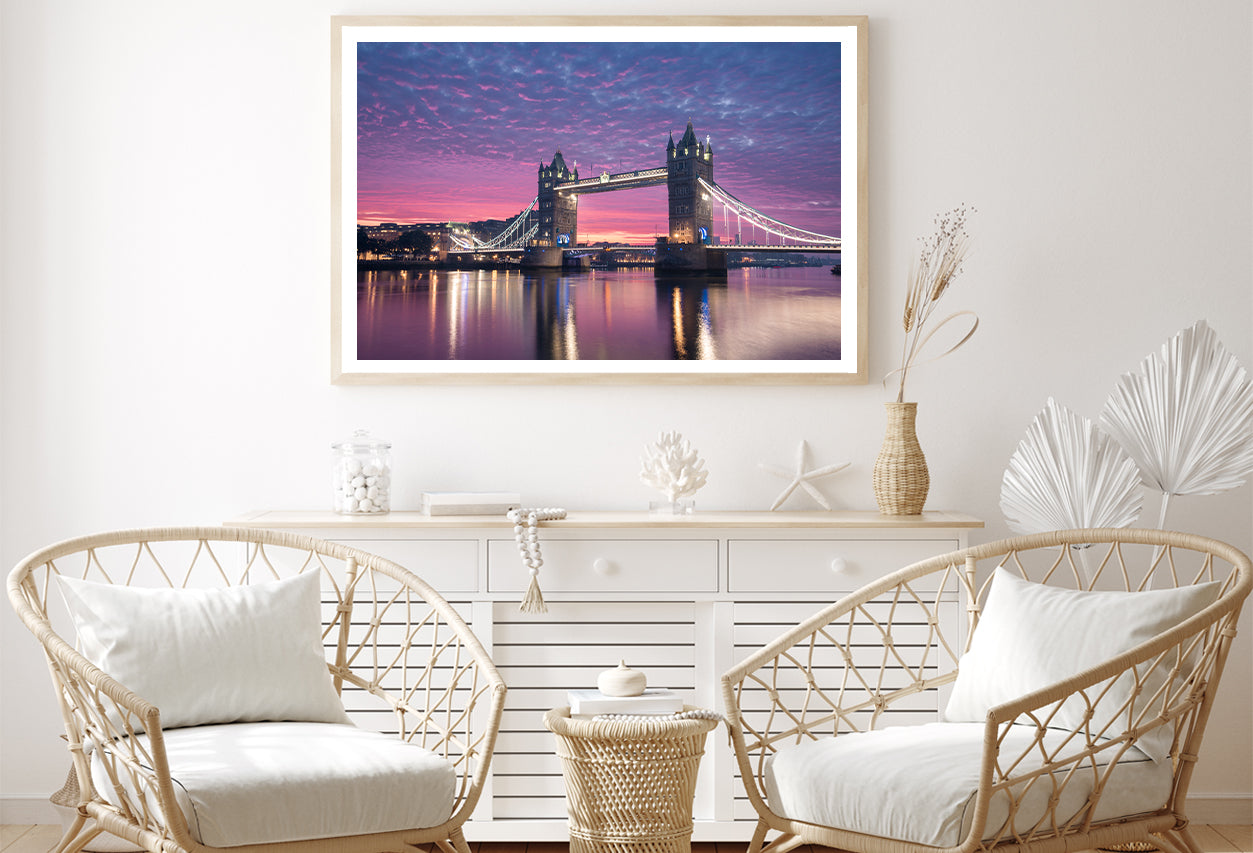 Beautiful Pink Sky with Bridge Home Decor Premium Quality Poster Print Choose Your Sizes