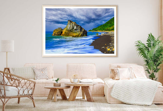 Two Big Stone with Salt in the Sea Home Decor Premium Quality Poster Print Choose Your Sizes