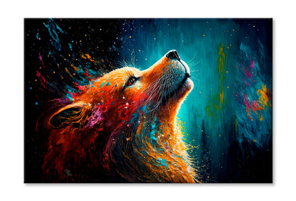 Multicolor Fox Painting Limited Edition High Quality Print Stretched Canvas None