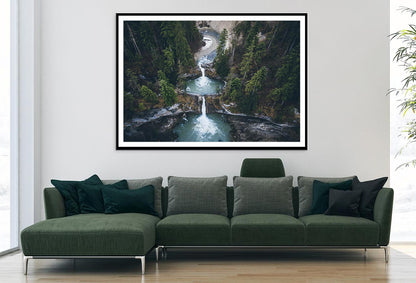 Drone View Of Forest Waterfalls Home Decor Premium Quality Poster Print Choose Your Sizes