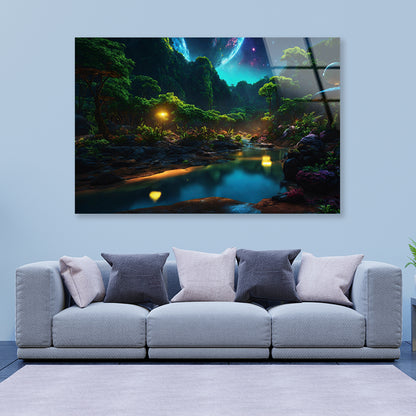 View of Night in the Mountains Acrylic Glass Print Tempered Glass Wall Art 100% Made in Australia Ready to Hang