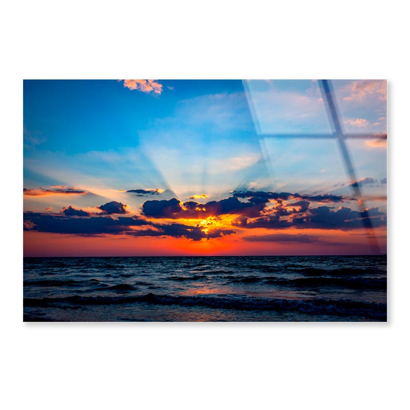 Nice Scene with Sunset Sky Over Sea Acrylic Glass Print Tempered Glass Wall Art 100% Made in Australia Ready to Hang