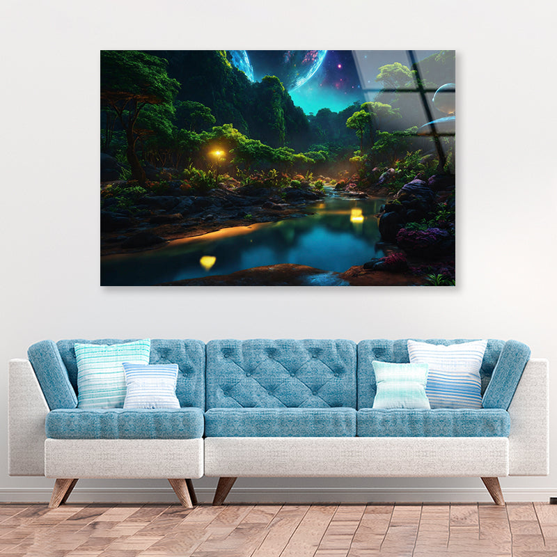 View of Night in the Mountains Acrylic Glass Print Tempered Glass Wall Art 100% Made in Australia Ready to Hang