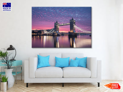 Beautiful Pink Sky with Bridge Print 100% Australian Made