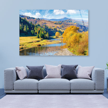 Beautiful Countryside Mountain River Acrylic Glass Print Tempered Glass Wall Art 100% Made in Australia Ready to Hang