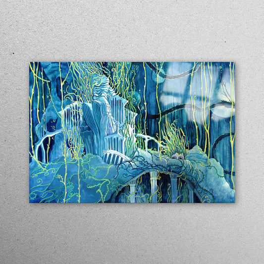 Underwater Ruins, Abstract Acrylic Glass Print Tempered Glass Wall Art 100% Made in Australia Ready to Hang