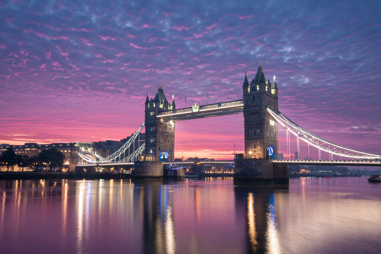 Beautiful Pink Sky with Bridge Print 100% Australian Made