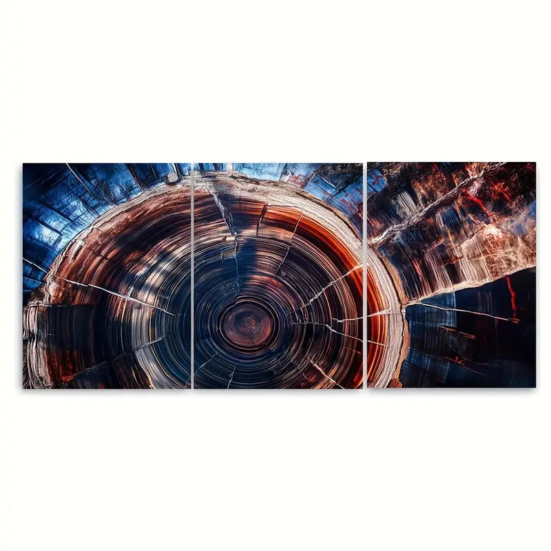 3pcs Colorful Tree Ring Minimalist Metal Print Ready to Hang Art