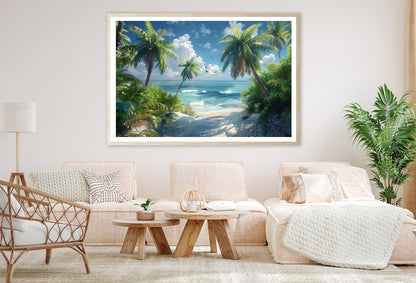 Palm Trees on the Beach View Home Decor Premium Quality Poster Print Choose Your Sizes