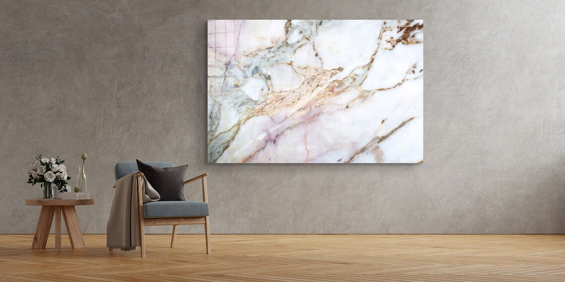 Beige Abstract Marble UV Direct Aluminum Print Australian Made Quality