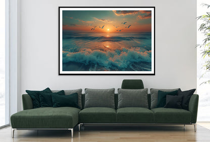 Sunset on the Beach View Home Decor Premium Quality Poster Print Choose Your Sizes