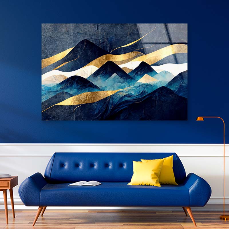 Watercolor Minimalistic Mountain Acrylic Glass Print Tempered Glass Wall Art 100% Made in Australia Ready to Hang