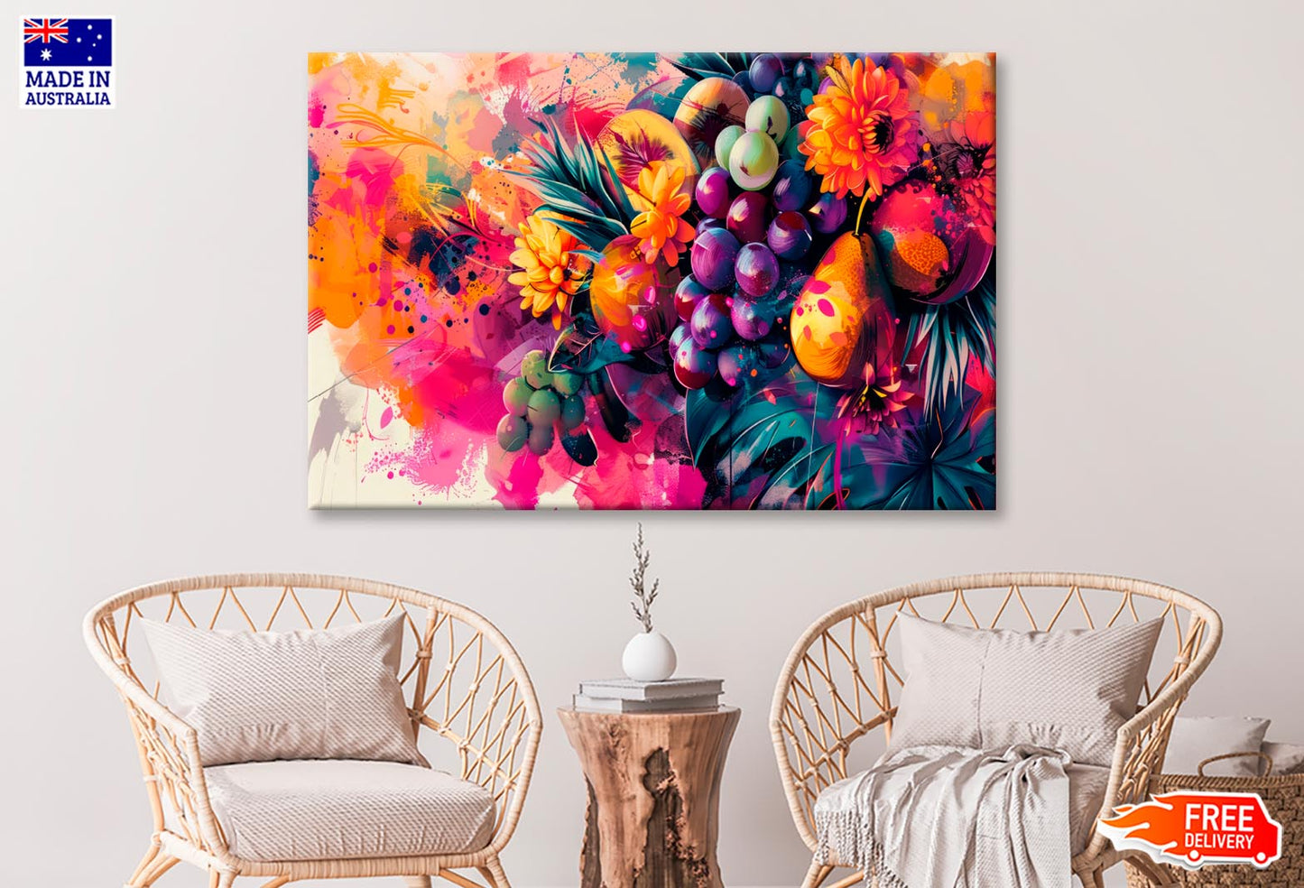 Colorful Fruits & Flower Abstract Wall Art Decor 100% Australian Made