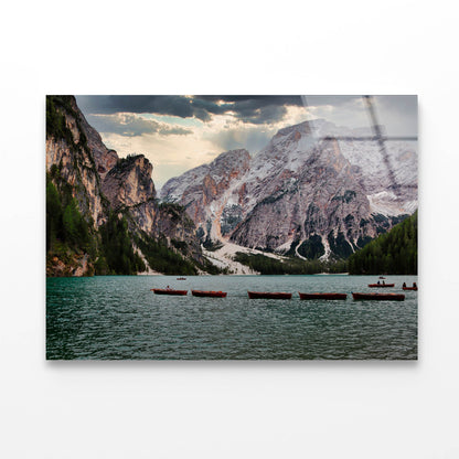 Boats Float & Mountain Acrylic Glass Print Tempered Glass Wall Art 100% Made in Australia Ready to Hang