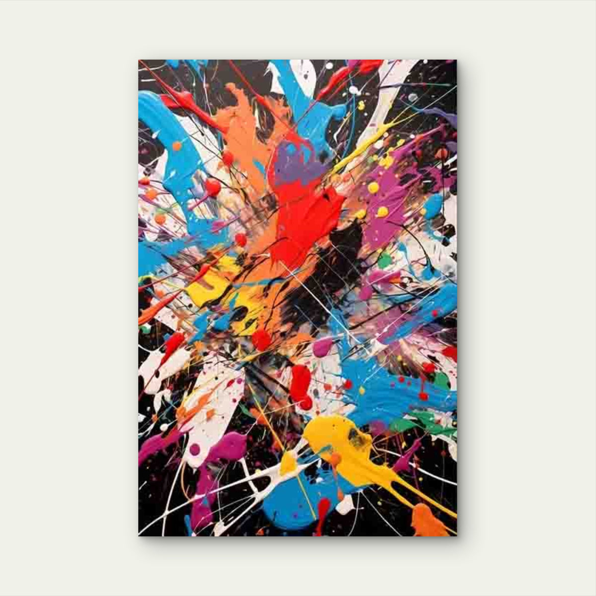 Bold Multicolor Splash Abstract Metal Print Ready to Hang