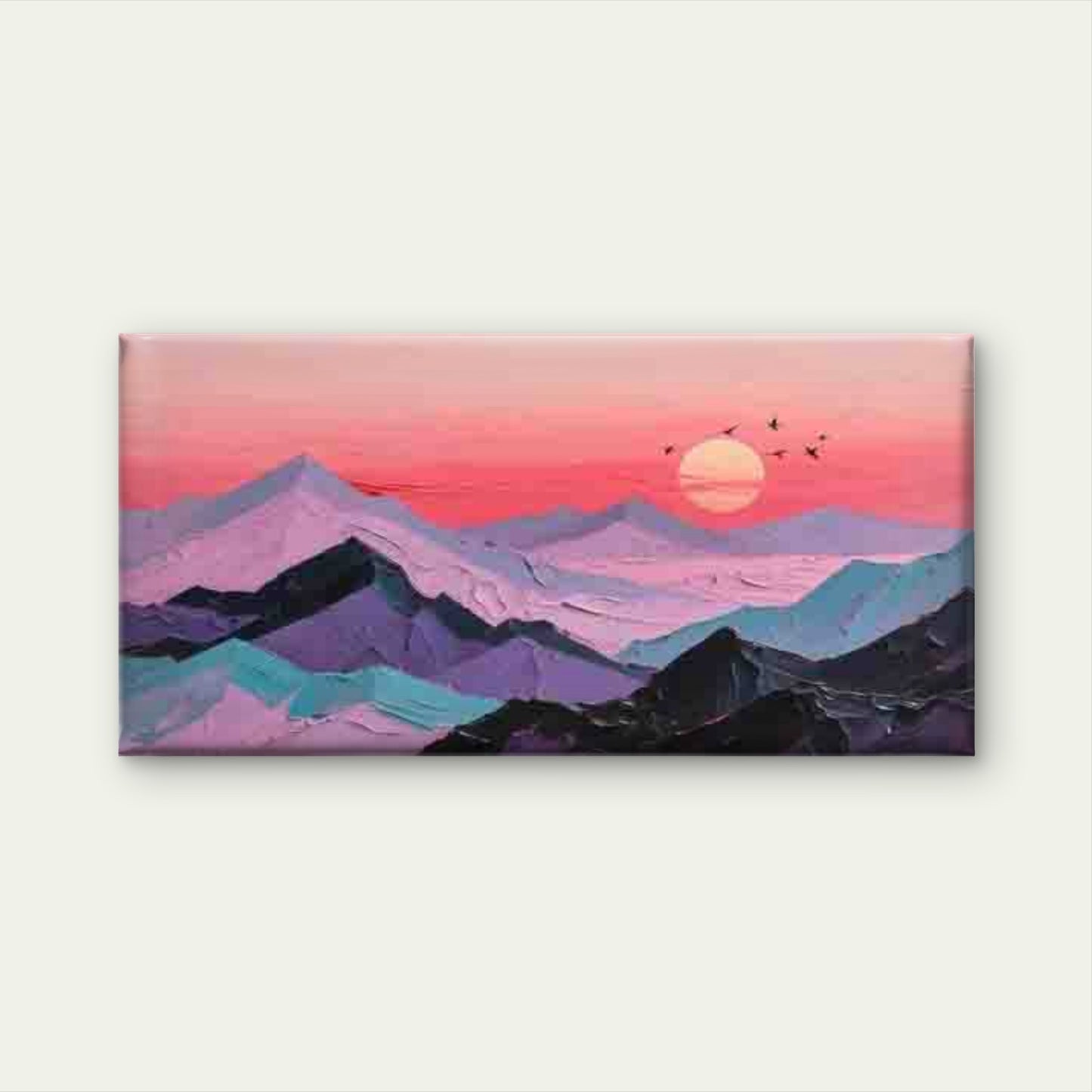Flying Birds & Mountain Sunset Wall Art Canvas Office Home Room Framed 120x60cm