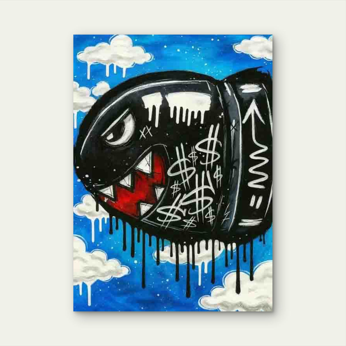 Graffiti Artwork with Abstract Face 60x90cm Metal Print Ready to Hang
