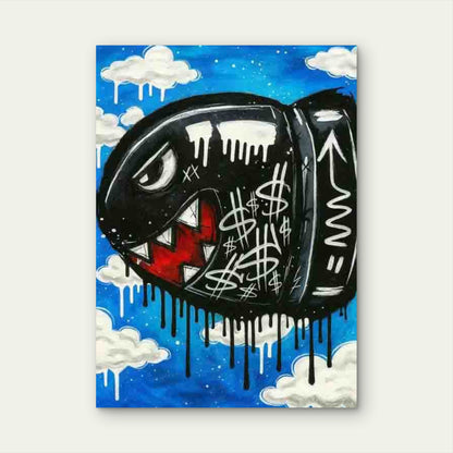 Graffiti Artwork with Abstract Face 60x90cm Metal Print Ready to Hang