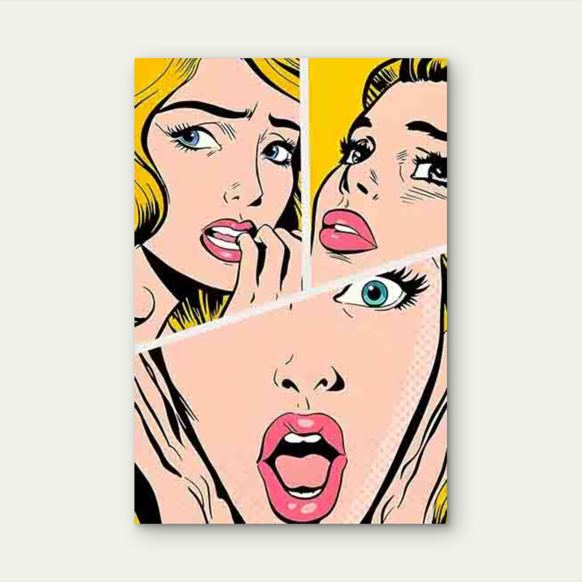 Pop Art Style Women'S Expression Collage 40x60cm Metal Print Ready to Hang