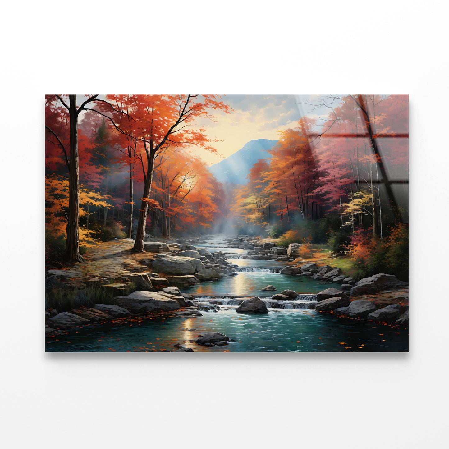 Waterfall in Autumn Forest Acrylic Glass Print Tempered Glass Wall Art 100% Made in Australia Ready to Hang