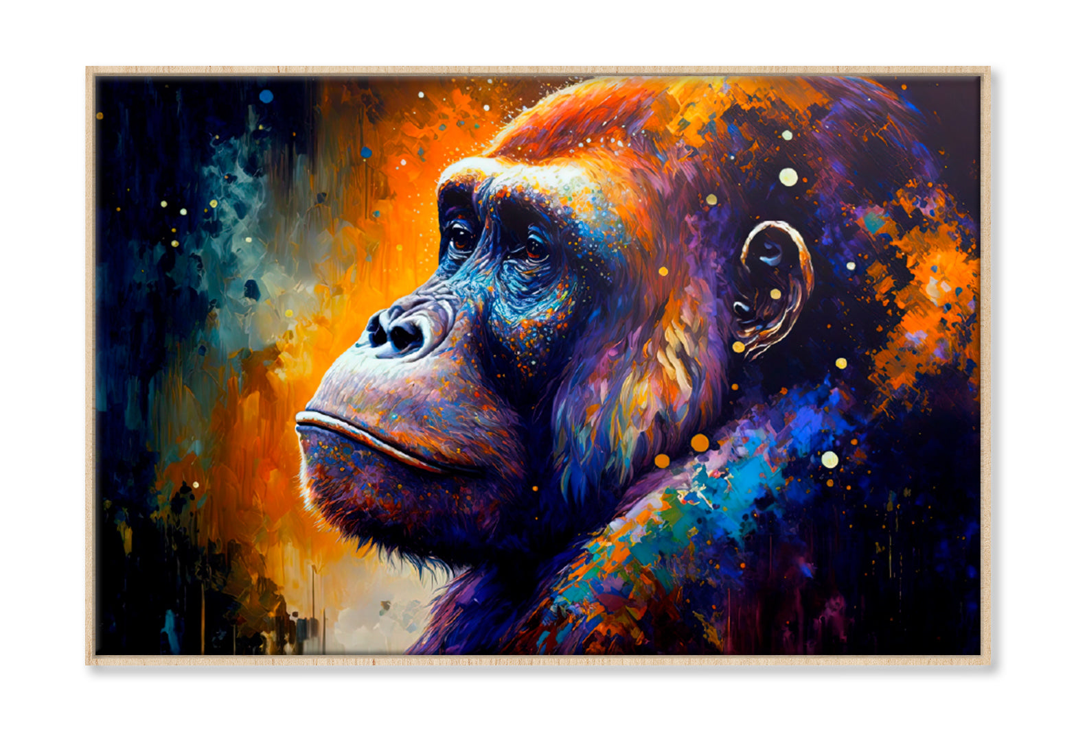 Colorful Gorille Oil Painting Limited Edition High Quality Print Canvas Box Framed Natural