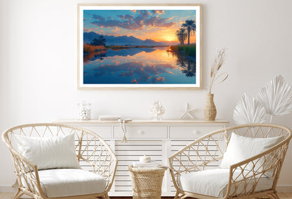 Sunrise over the Lake with Mountains Home Decor Premium Quality Poster Print Choose Your Sizes