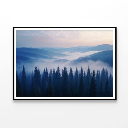 Pine Trees Forest with Mountains Home Decor Premium Quality Poster Print Choose Your Sizes