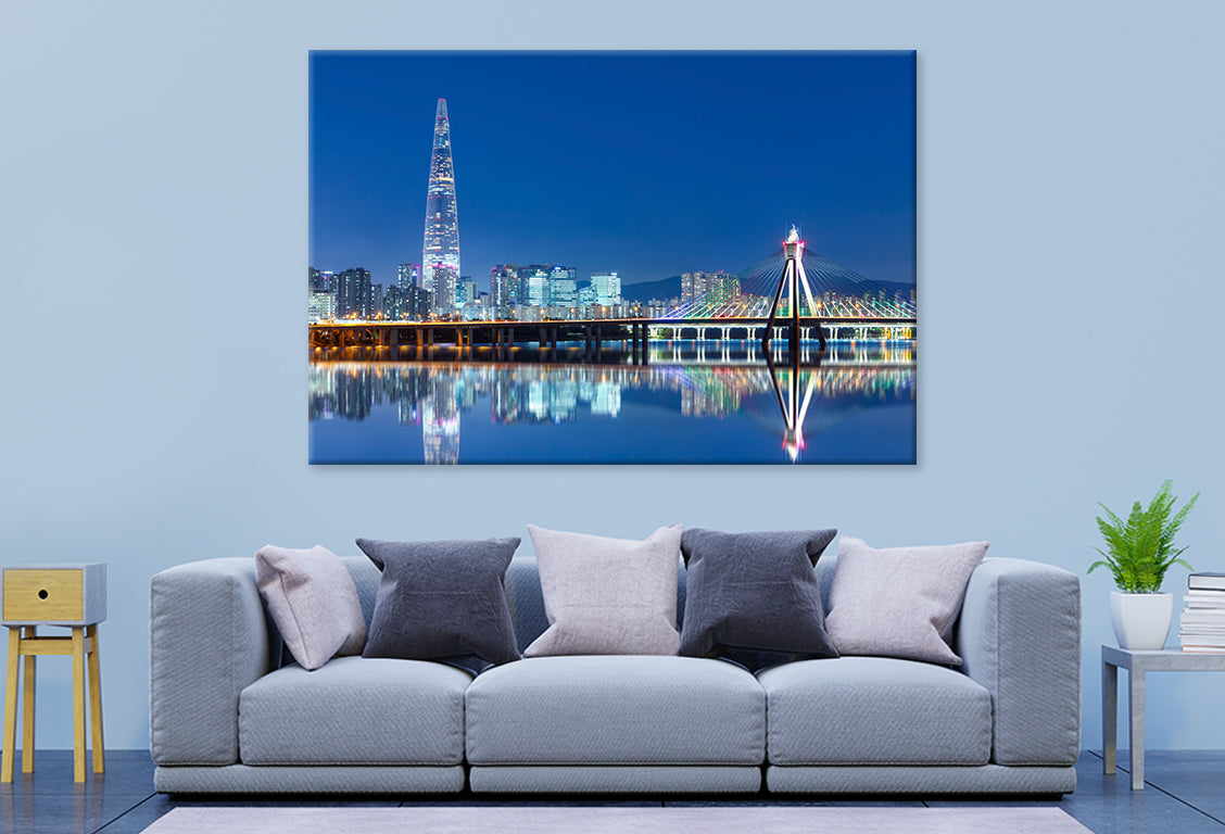 Seoul City at Twilight Han River Wall Art Decor 100% Australian Made