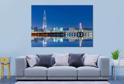 Seoul City at Twilight Han River Wall Art Decor 100% Australian Made