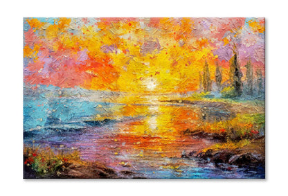 Sunrise Over River - Seascape Artwork: Magic Sunrise Over Lake Wall Art Limited Edition High Quality Print