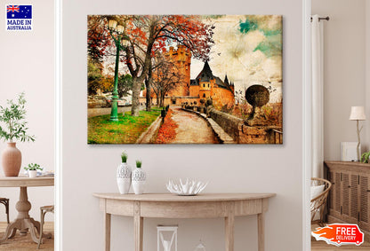 Fairy Alcazar Castle, Segovia, Spain, Picture in Painting Style Wall Art Decor 100% Australian Made