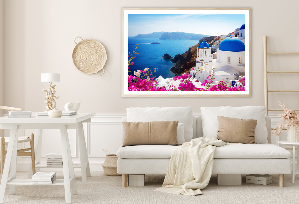 Bougainvillea in the Oia of Coast Home Decor Premium Quality Poster Print Choose Your Sizes