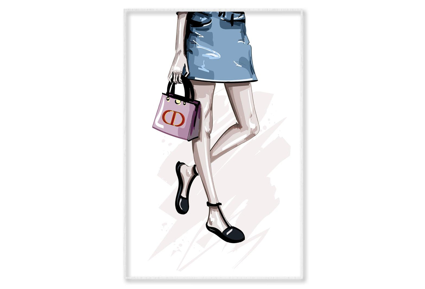 Stylish Pink Bag Fashion Art Wall Art Limited Edition High Quality Print Canvas Box Framed White