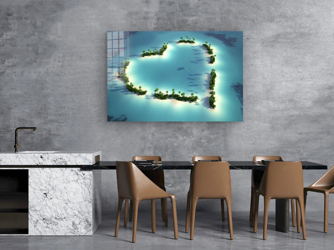 Heart Shape Island UV Direct Aluminum Print Australian Made Quality