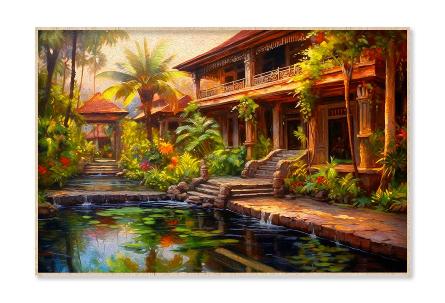 Garden With Villa Painting Wall Art Limited Edition High Quality Print