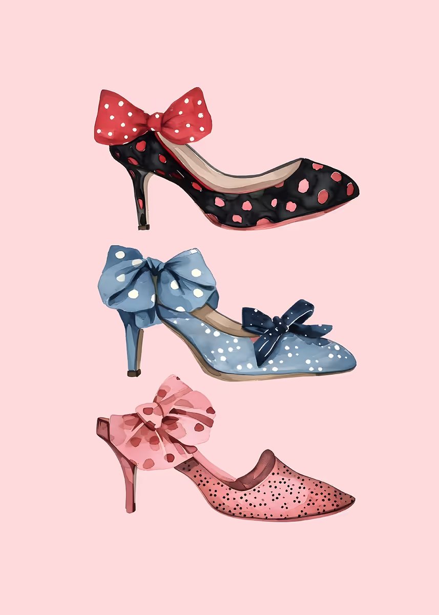 Polka Dot Bow High Heels Fashion Home Decor Premium Quality Poster Print Choose Your Sizes - Bella Home Decor